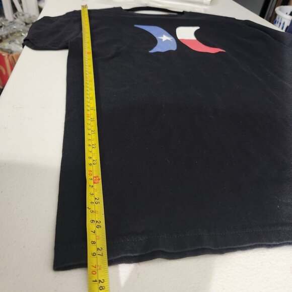 Hurley Mens Texas Flag Logo Black T-Shirt M 100% Cotton Short Sleeve - Picture 6 of 13